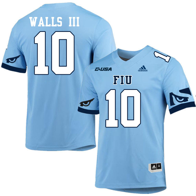 #10 Eddie Walls III FIU Jersey,Florida International University Panthers Football Jersey-Light Blue #10 Eddie Walls III FIU Jersey,Florida International University Panthers Football Jersey-Light Blue
